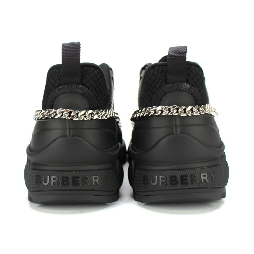 Burberry Arthur Chain Detail Sneakers Low Top Chunky Black Silver 41 Shoes New - Picture 6 of 8